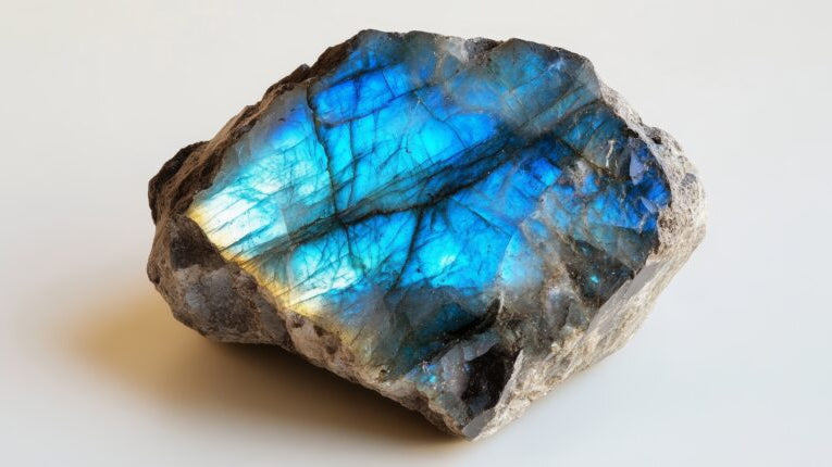 labradorite brute avec face polie