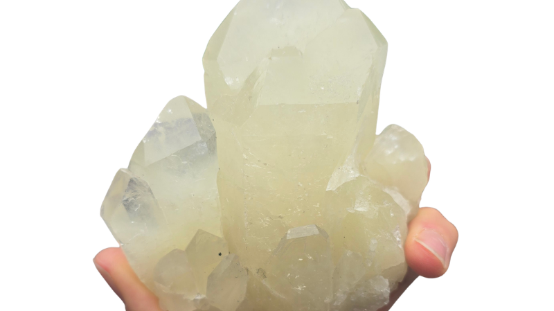druse naturelle de quartz avec des inclusions de soufre de bahia bresil