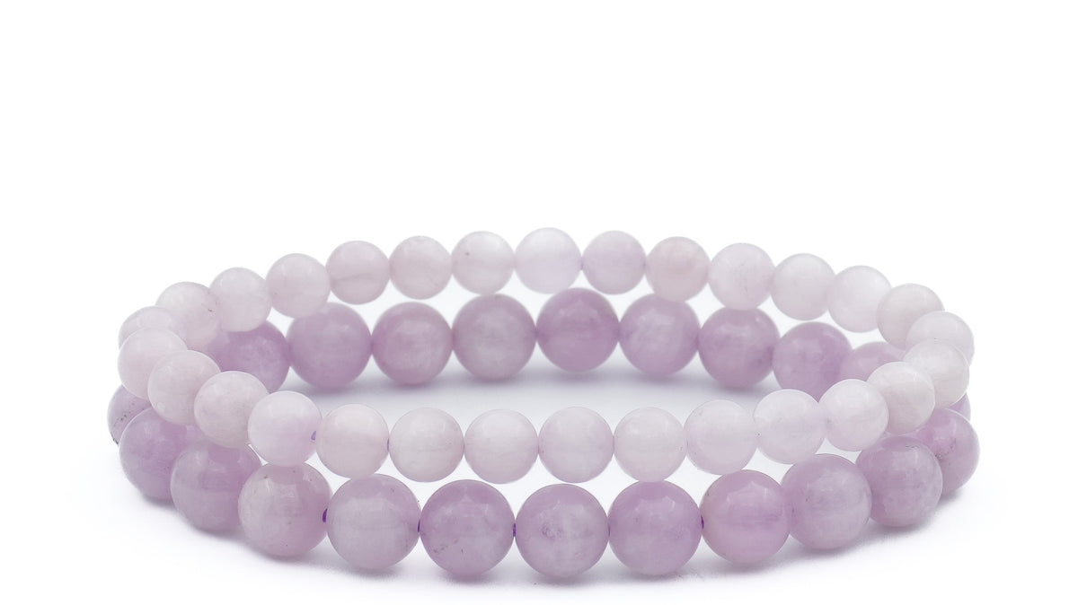 double bracelet de kunzite en 6 et 8 mm