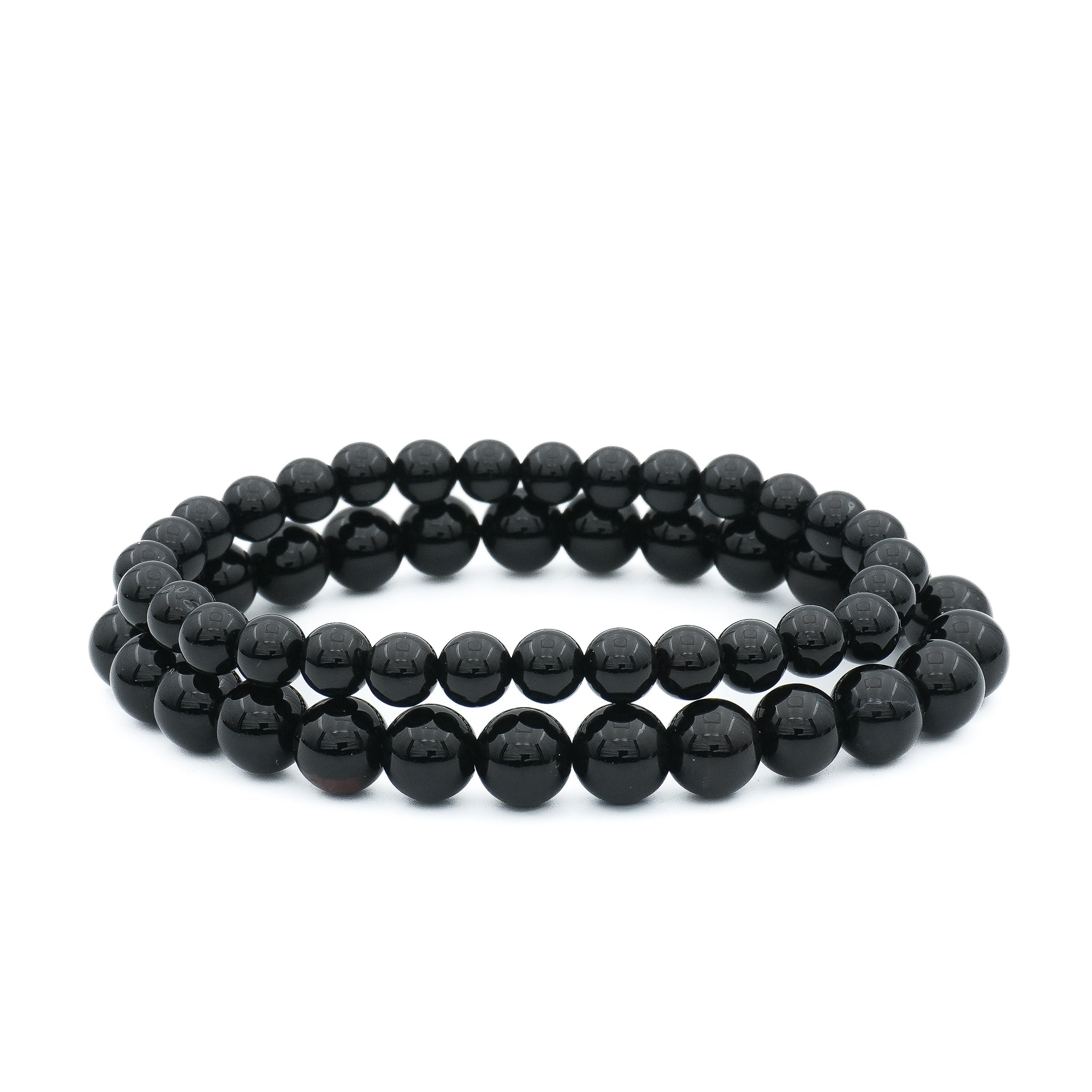 2 bracelets d'onyx noir 