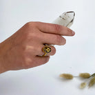 Bague oeil de tigre et Grenat Modèle Elena 