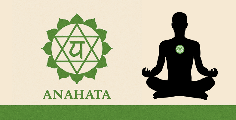 Symbole vert du chakra du cœur Anahata avec un lotus à douze pétales et le bija mantra Yam