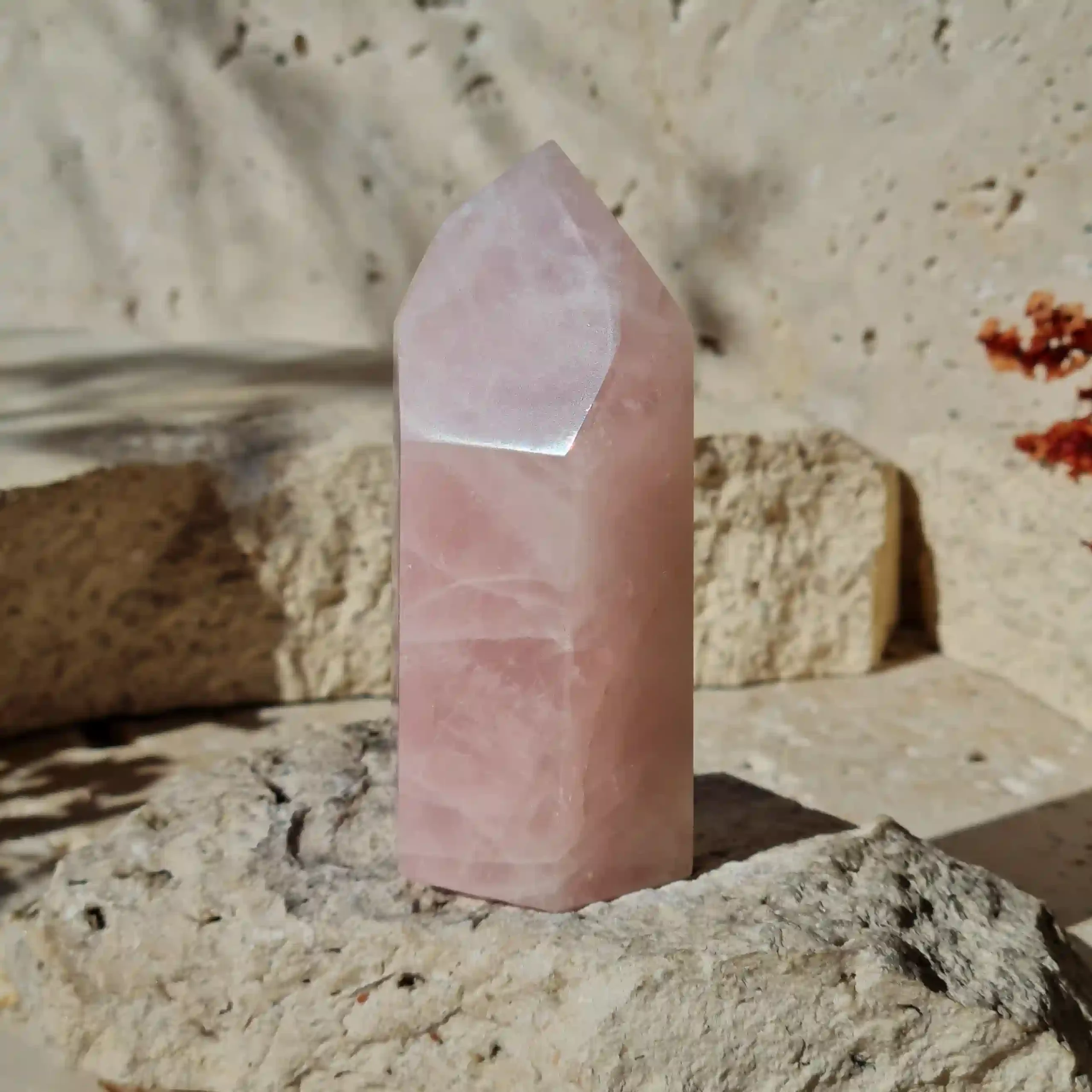 Pointe de quartz rose qualité supérieur