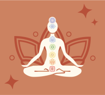 Schéma des 7 chakras principaux en méditation